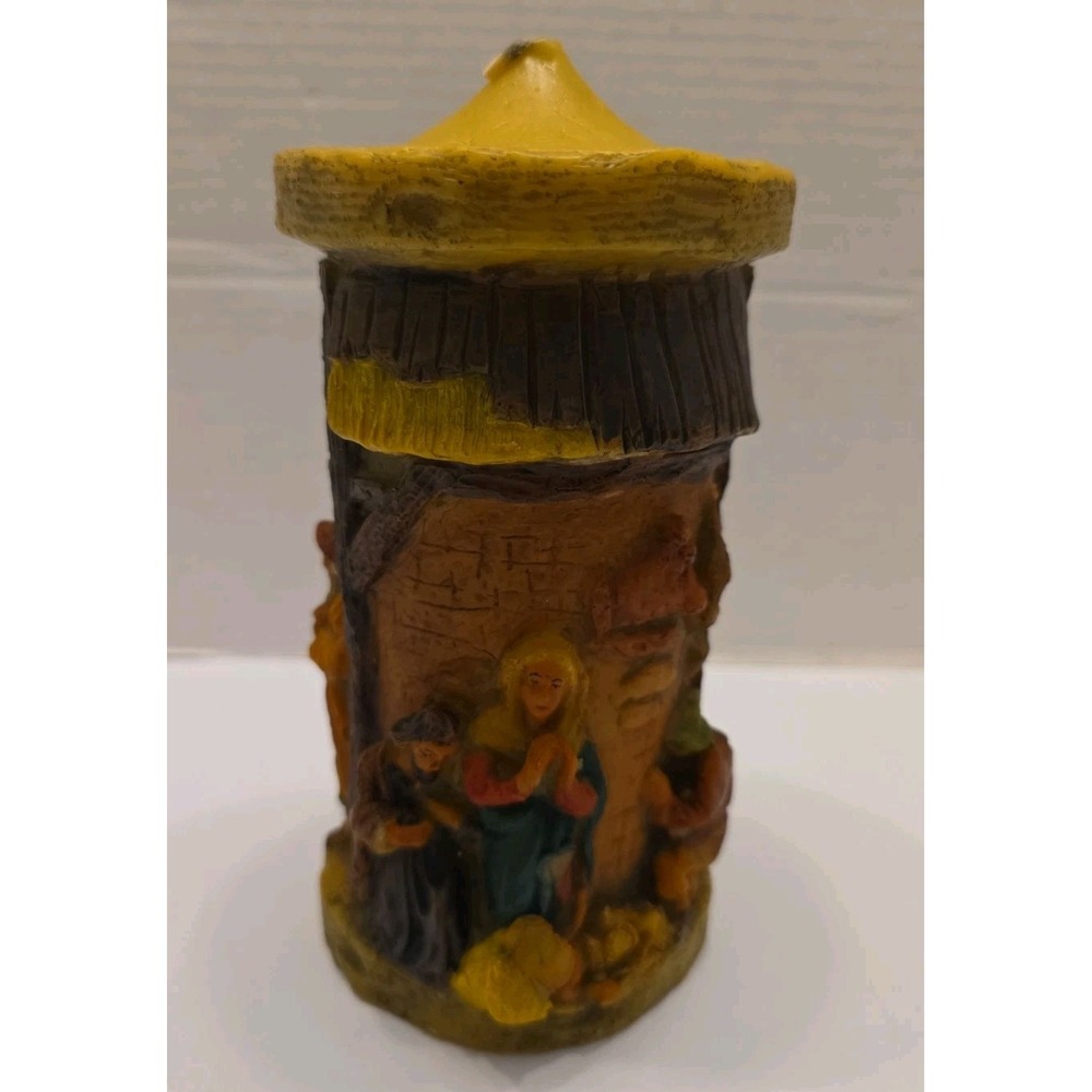 VTG Johann Gunter German Carved Wax Candle Nativity Scene Walldurn Handbemalt 3D
